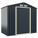 7 Feet x 4 Feet Metal Storage Shed with Sliding Double Lockable Doors-Gray