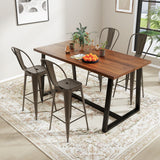 Set of 4 Bar Height Chairs Stackable Metal Bar Stools with Removable Backrest