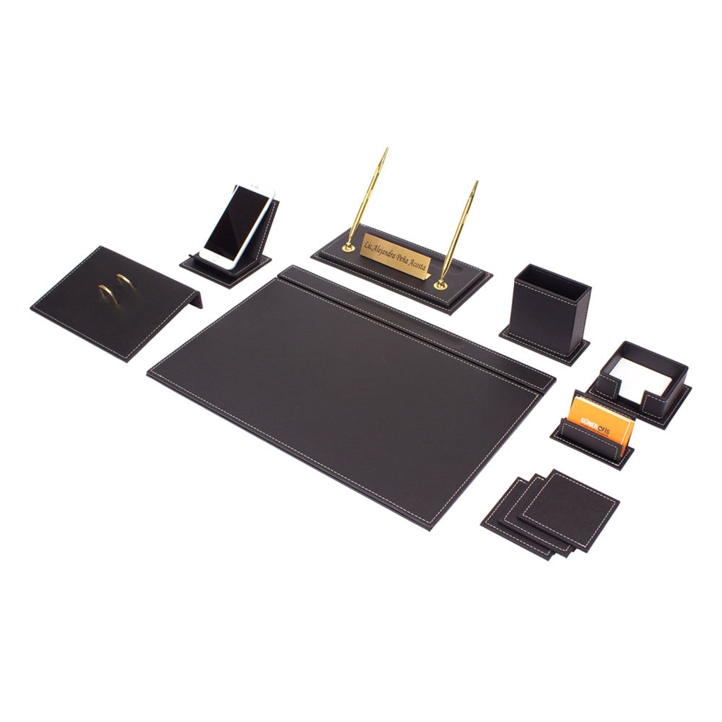 MOOG Luxury Desk Set-12 Accessories - Black - 12 PCS