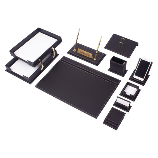 MOOG Luxury Desk Set - Double Document Tray- Black- 13 PCS