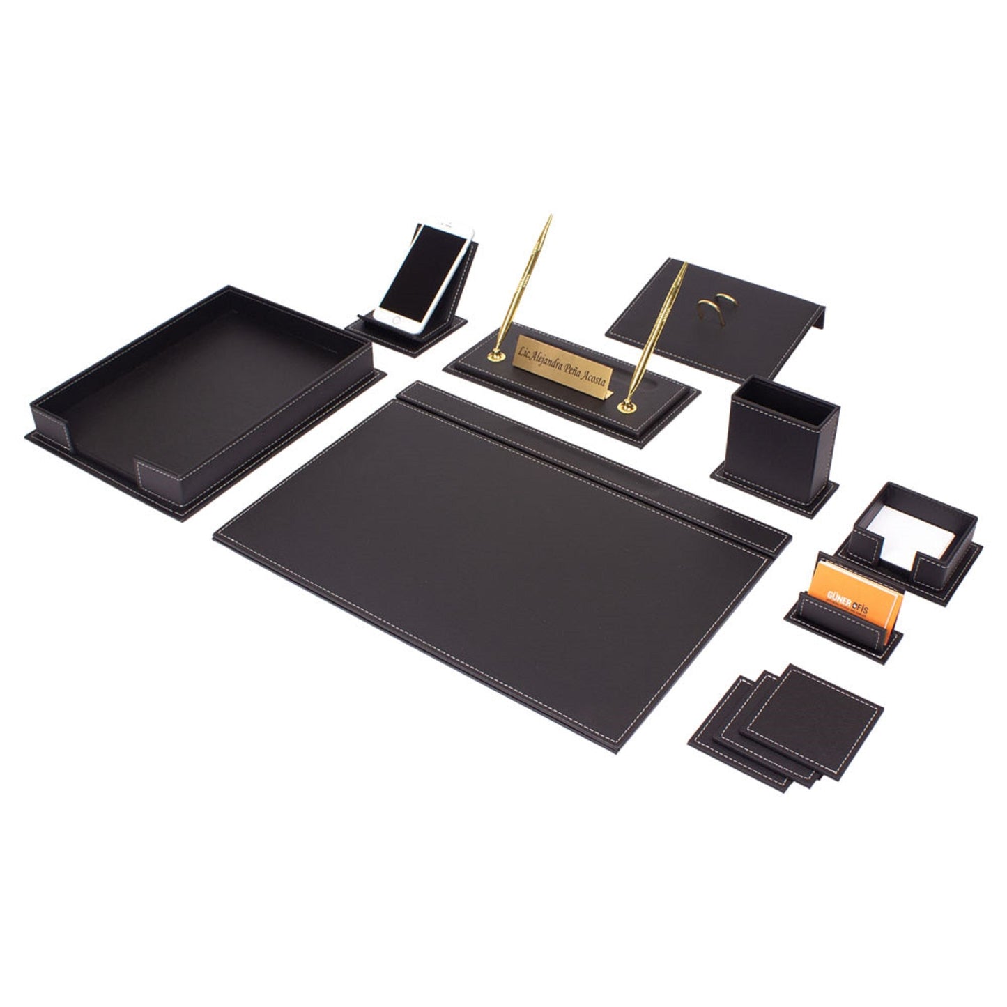 MOOG Luxury Desk Set - Single Document Tray- White- 13 PCS