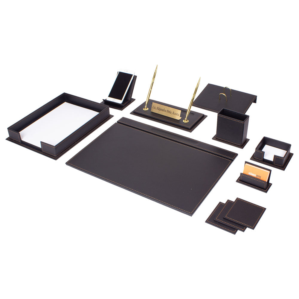 MOOG 13 Pieces Luxury Desk Set-Desk Office Accessories-Storage-Desk Organizers And Accessories-Office Desk Accessories-Desk Organizer Set-Desk Pads & Blotters - 13 PCS