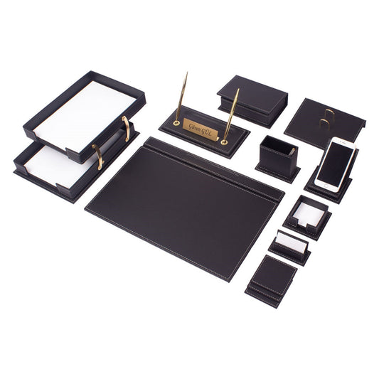 MOOG Luxury Desk Set - Office Desk Organizer - Desk Storage Box- Leather Coaster - Desk accessories - 14 PCS