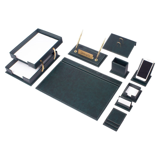 MOOG Luxury Desk Set - Double Document Tray- Green - 13 PCS