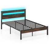 Heavy-Duty Metal Slats Support Bed Platform with Charging Station