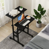 Height-adjustable Mobile Standing Desk with Split Top and Adjustable Angle