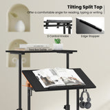 Height-adjustable Mobile Standing Desk with Split Top and Adjustable Angle