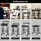 Height-adjustable Mobile Standing Desk with Split Top and Adjustable Angle