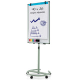 Height-Adjustable Mobile Whiteboard with Round Stand Paper Clips