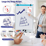Height-Adjustable Mobile Whiteboard with Round Stand Paper Clips