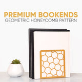Honeycomb Bookends 2-Pack – Modern Metal Book Ends by Geomod