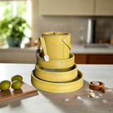 Porteño | Cedar Wood + Leather Round Tray Set