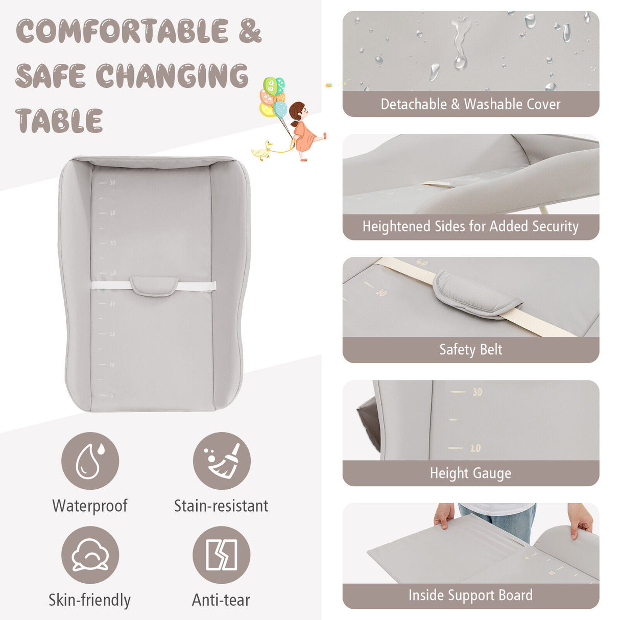 Baby Diaper Changing Table with Water Basin Wheel