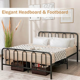 Full/Queen Size Metal Bed Frame with Headboard and Footboard