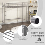Twin Loft Bed Frame with 2 Ladders Full-length Guardrail