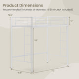 Twin Loft Bed Frame with 2 Ladders Full-length Guardrail