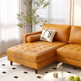 3-Seat L-Shaped Sectional Sofa Couch for Living Room-Brown