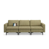 Convertible Leather Sofa Couch with Magazine Pockets 3-Seat with 2 USB Port