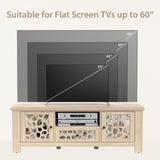 55 Inch Retro TV Stand Media Entertainment Center with Mirror Doors and Drawer-Natural