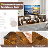 3 Pieces Adjustable TV Stand for TVs up to 65 Inch with Shelves