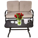 2 Pieces Patio Outdoor Cushioned Coffee Table Seat