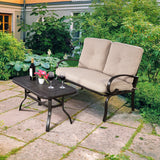 2 Pieces Patio Outdoor Cushioned Coffee Table Seat