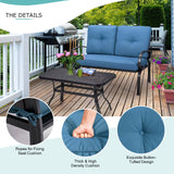 2 Pieces Patio Outdoor Cushioned Coffee Table Seat