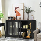 Kitchen Storage Cabinet with Glass Sliding Door