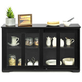 Kitchen Storage Cabinet with Glass Sliding Door