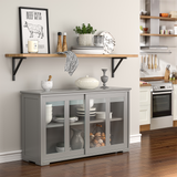 Kitchen Storage Cabinet with Glass Sliding Door