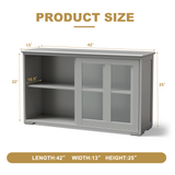 Kitchen Storage Cabinet with Glass Sliding Door