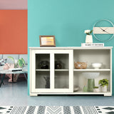 Kitchen Storage Cabinet with Glass Sliding Door