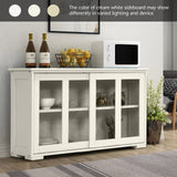 Kitchen Storage Cabinet with Glass Sliding Door