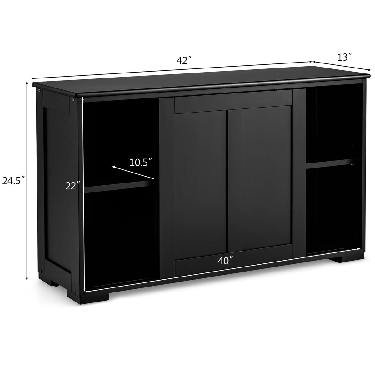 Kitchen Storage Cabinet with Wood Sliding Door