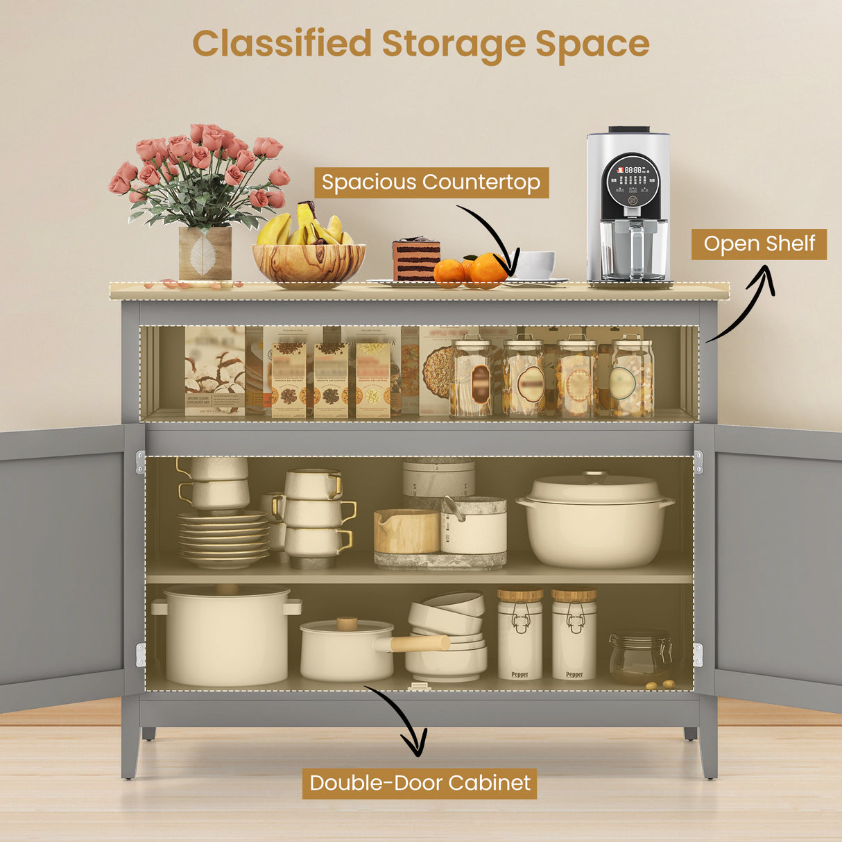 Modern Practical and Beautiful Wooden Kitchen Lockers with Large Storage Space