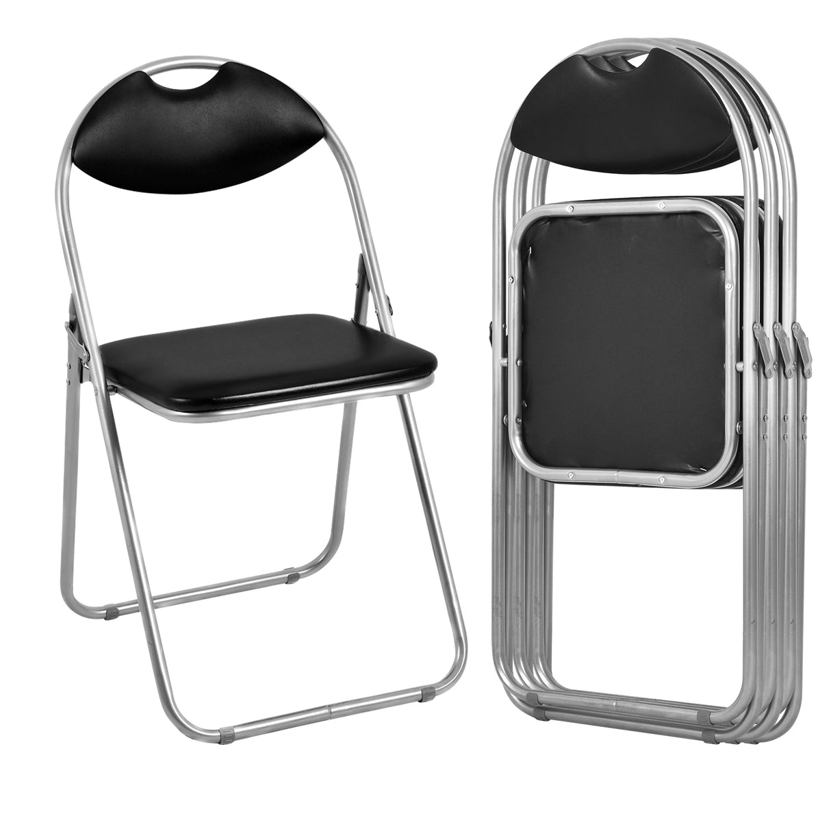 6 Pieces U-Shape Folding Chairs with Hollow Handle