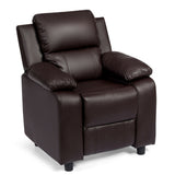 Deluxe Kids Armchair Recliner Headrest Sofa w/ Storage Arms