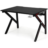 K-Shaped Gaming Desk with Cup Holder Headphone