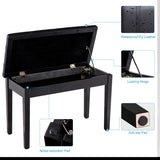 Solid Wood PU Leather Piano Double Duet Keyboard Bench
