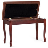 Solid Wood PU Leather Piano Bench with Storage