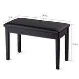 Solid Wood PU Leather Padded Piano Bench Keyboard Seat