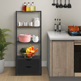 4-Tier Ladder Bookshelf Storage Display with Drawers
