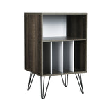 Freestanding Record Player Stand Storage Cabinet with Metal Legs
