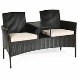 Modern Patio Conversation Set with Built-in Coffee Table and Cushions