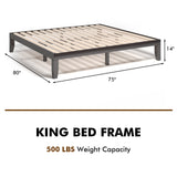 14 Inch King Size Wood Platform Bed Frame
