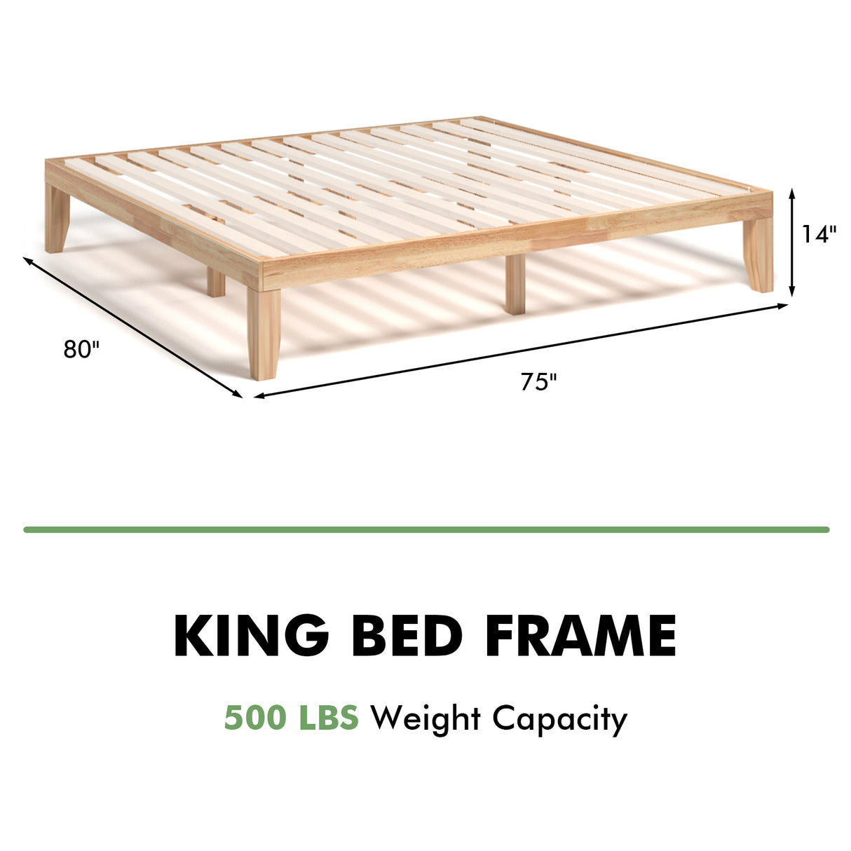 14 Inch King Size Wood Platform Bed Frame
