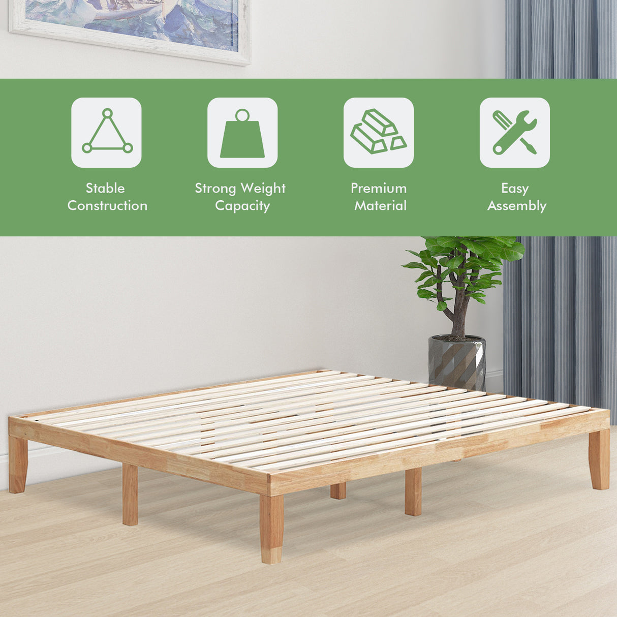 14 Inch King Size Wood Platform Bed Frame