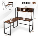 Reversible L-Shaped Corner Desk with Storage Bookshelf
