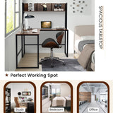 Reversible L-Shaped Corner Desk with Storage Bookshelf