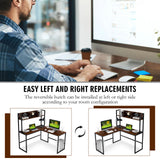 Reversible L-Shaped Corner Desk with Storage Bookshelf